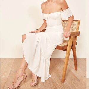 Reformation Butterfly Off-Shoulder White Ivory Dress